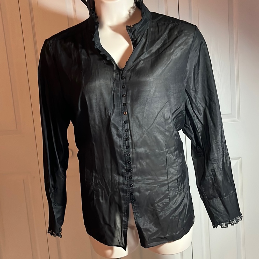 Addition Elle beautiful shiny shear black button down blouse size 20. Pre-loved.